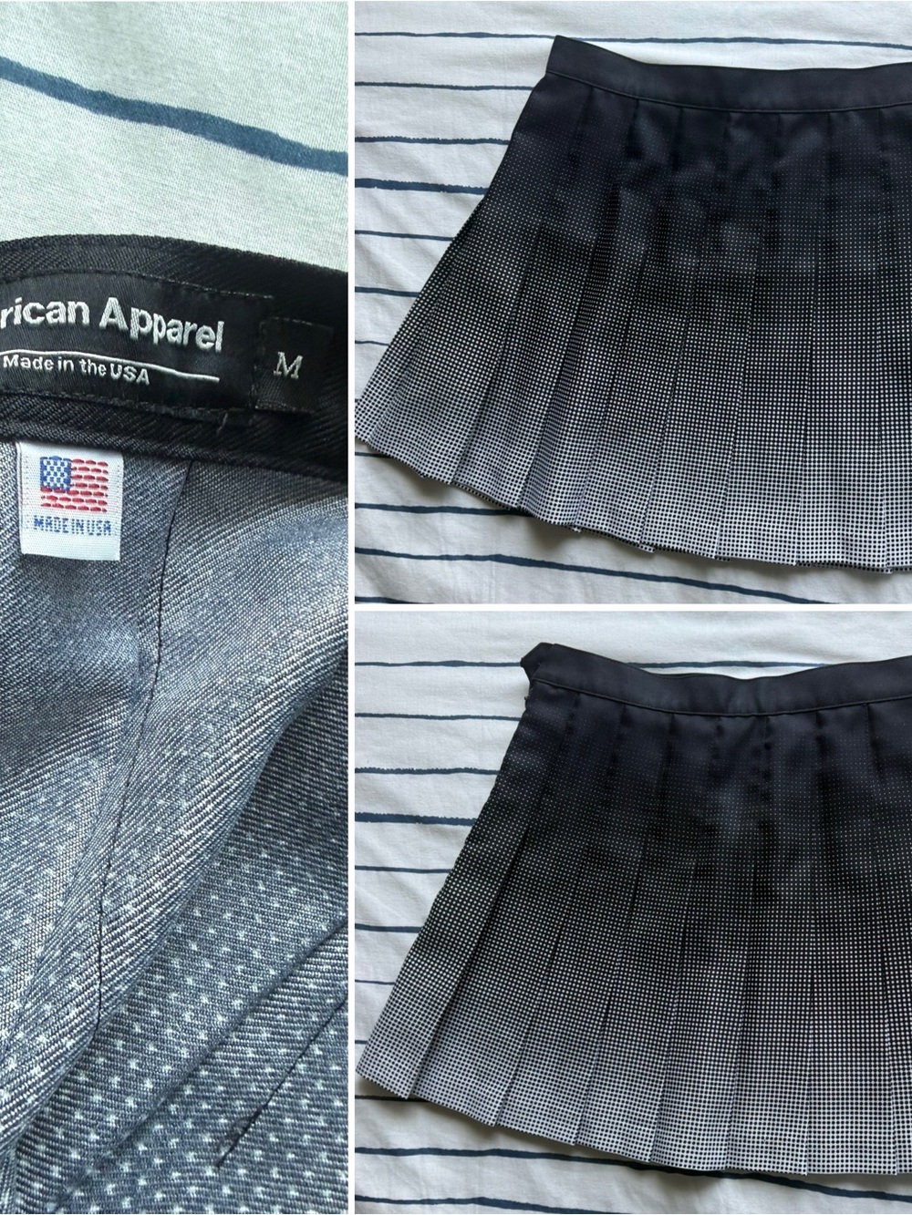 American Apparel Black and Gray Pleated Skirt